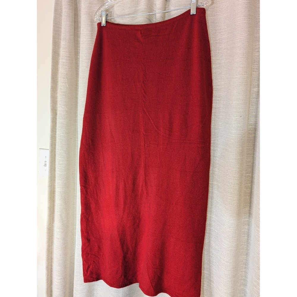 Christopher Fischer Size L Red 100% Cashmere Maxi Skirt - Picture 5 of 6